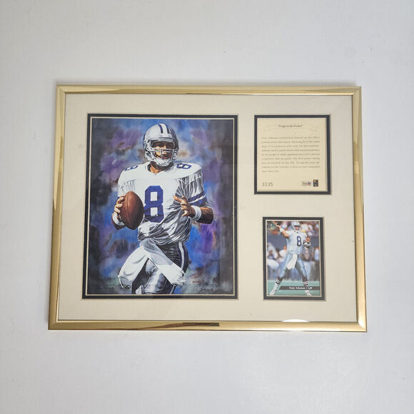 1994 Troy Aikman Lithograph, by Doug Meythaler, and football card - RARE - Picture 1 of 6